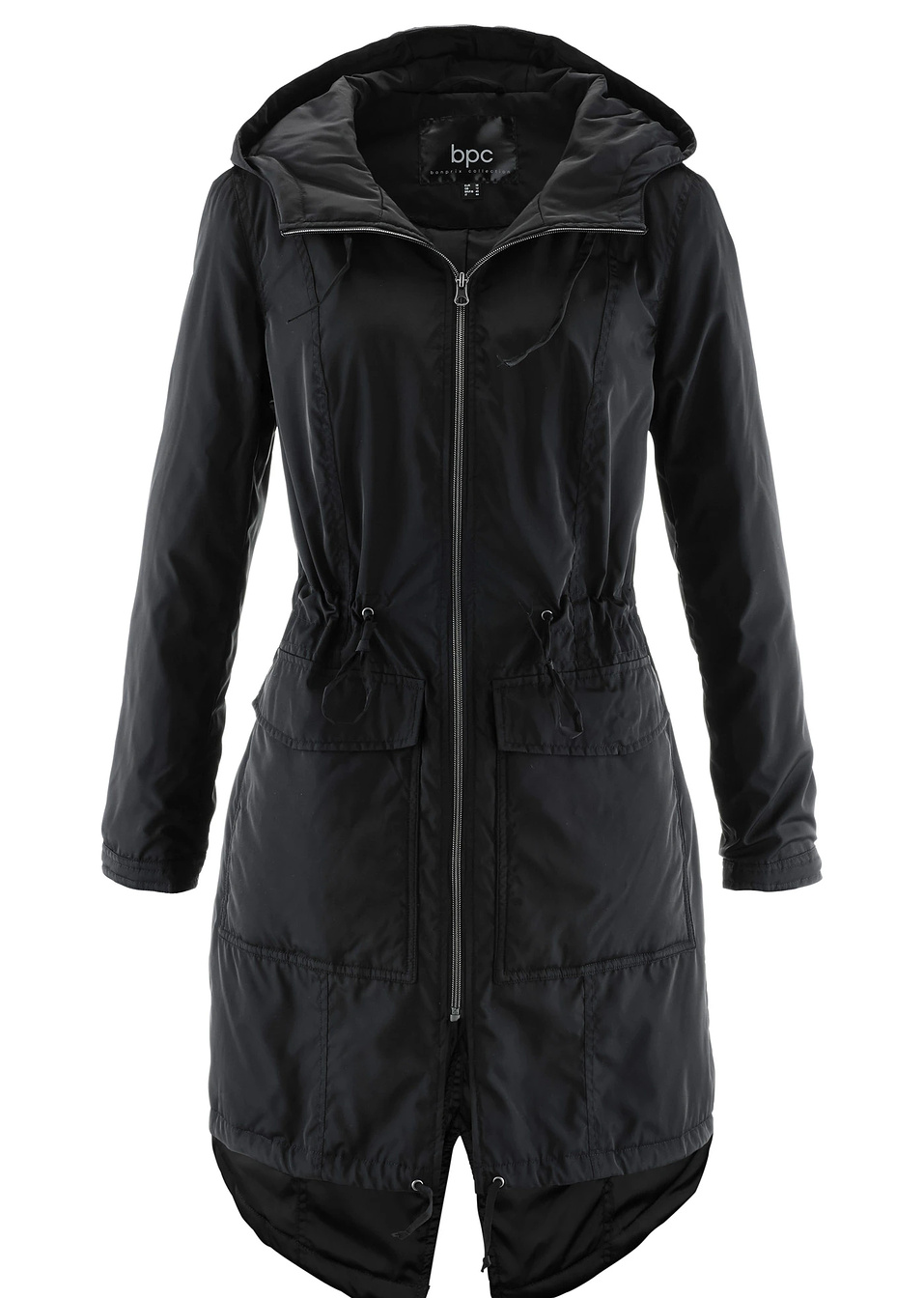 Μακρύ τζάκετ outdoor με ελαφριά επένδυση και κορδόνι περίσφιξης-Μαύρο-bpc bonprix collection