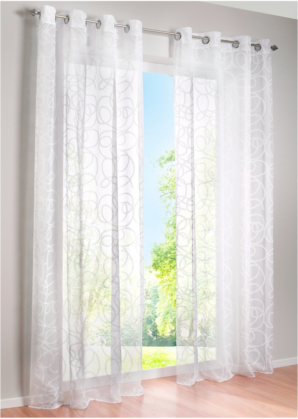 Завеса с рециклиран полиестер (опаковка с 1 бр.)-Бяло-bpc living bonprix collection