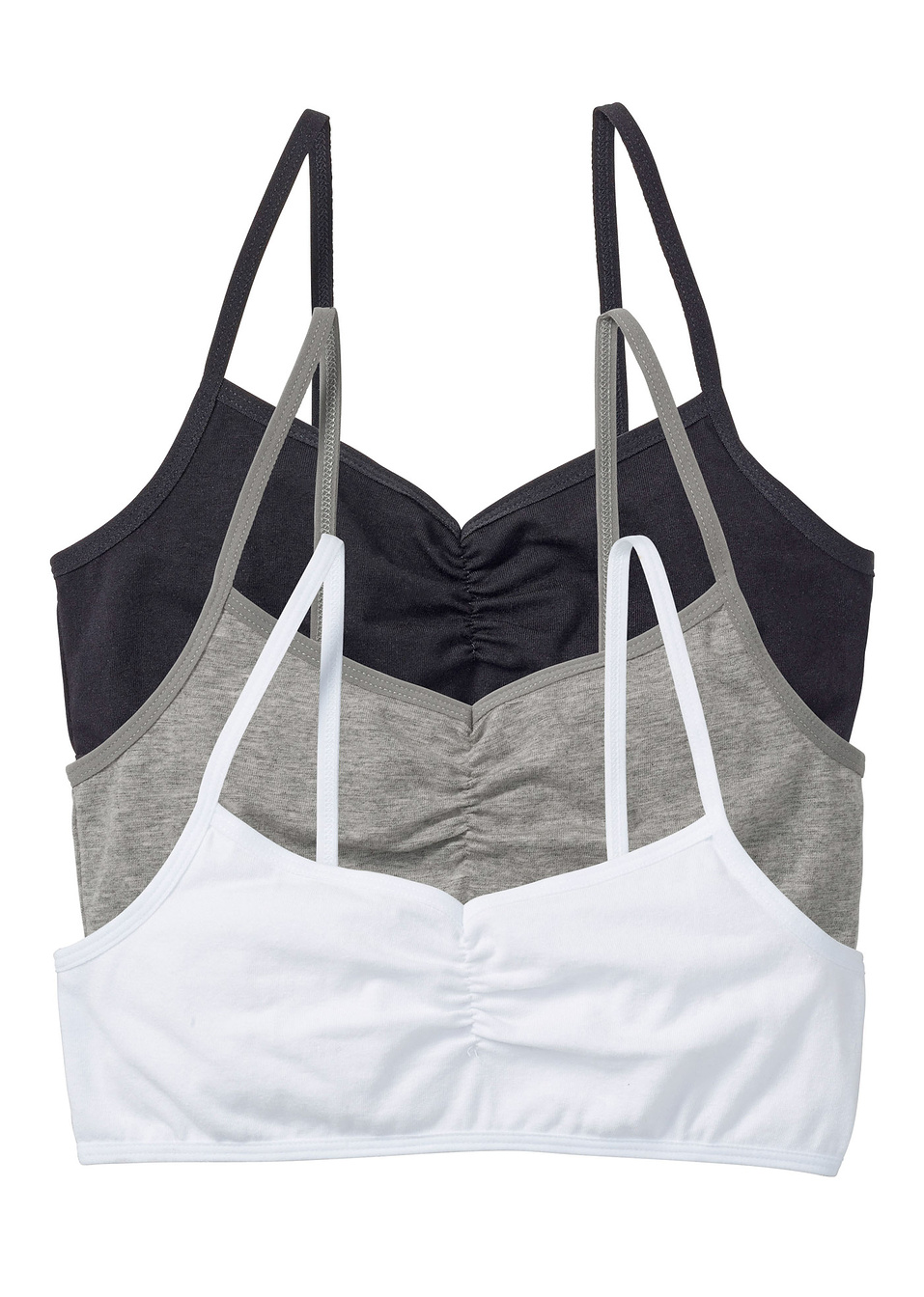 Μπουστάκι (συσκευασία των 3)-Λευκό + Μαύρο + Γκρι ανοιχτό μελανζέ-bpc bonprix collection