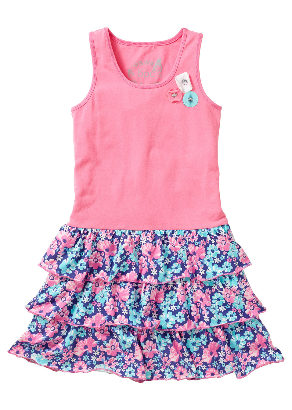 Φόρεμα με βολάν-Έντονο ροζ εμπριμέ-bpc bonprix collection