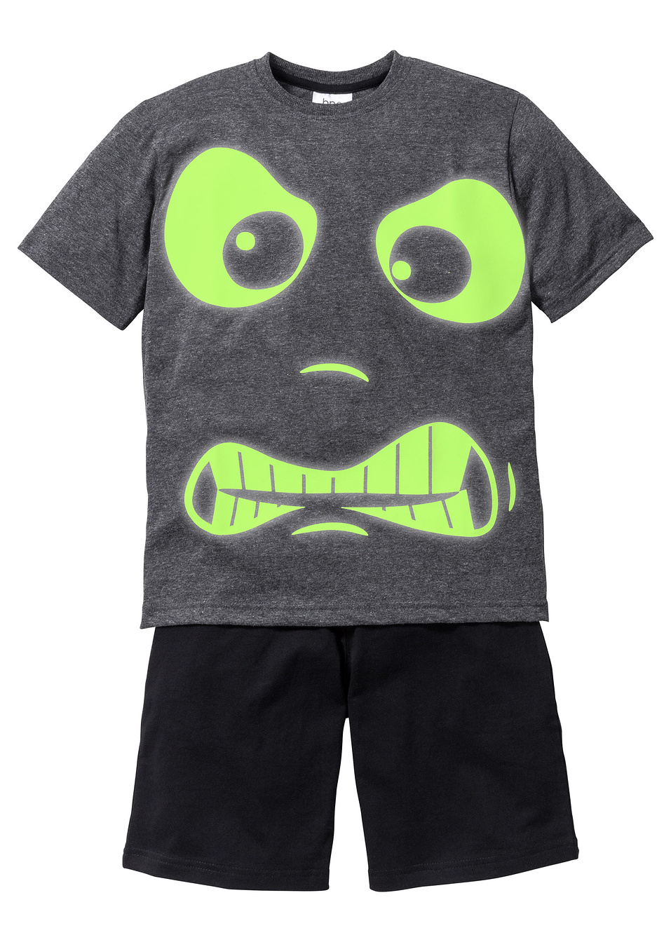 Κοντή πιτζάμα που φωσφορίζει-Ανθρακί μελανζέ/Μαύρο-bpc bonprix collection