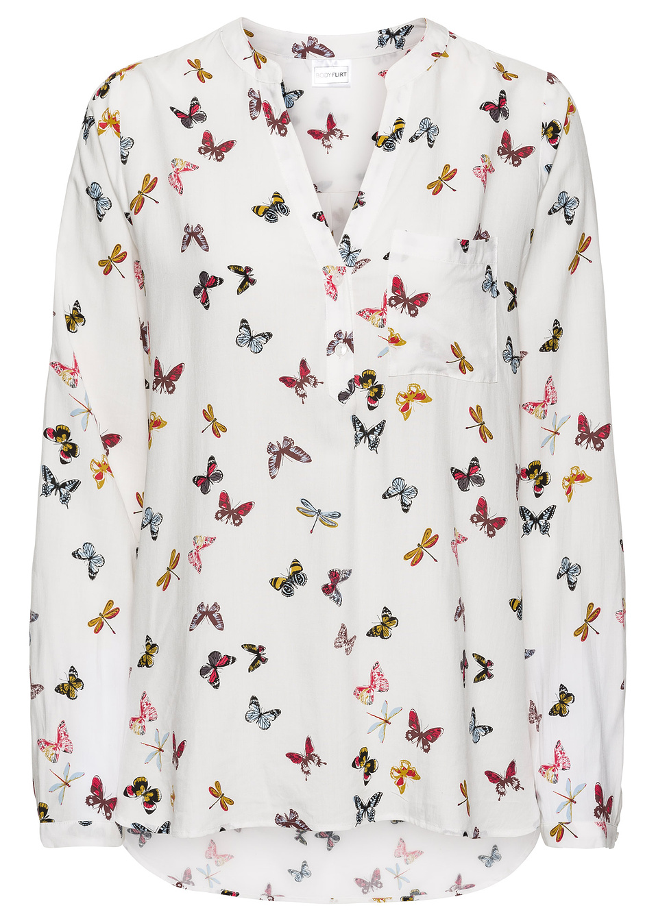 Μπλούζα-Λευκό κρεμ εμπριμέ-BODYFLIRT