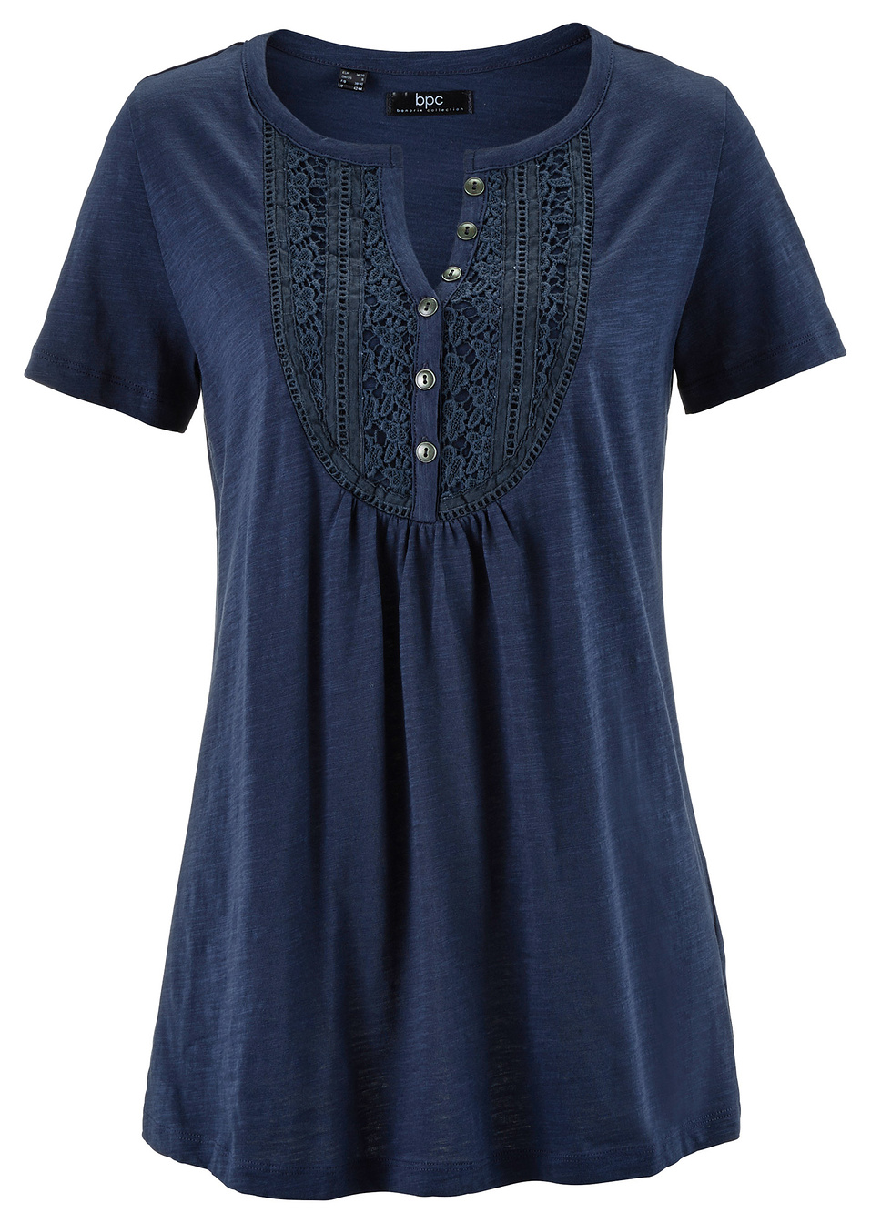 Блуза с къс ръкав от фламе-Синьо тъмно-