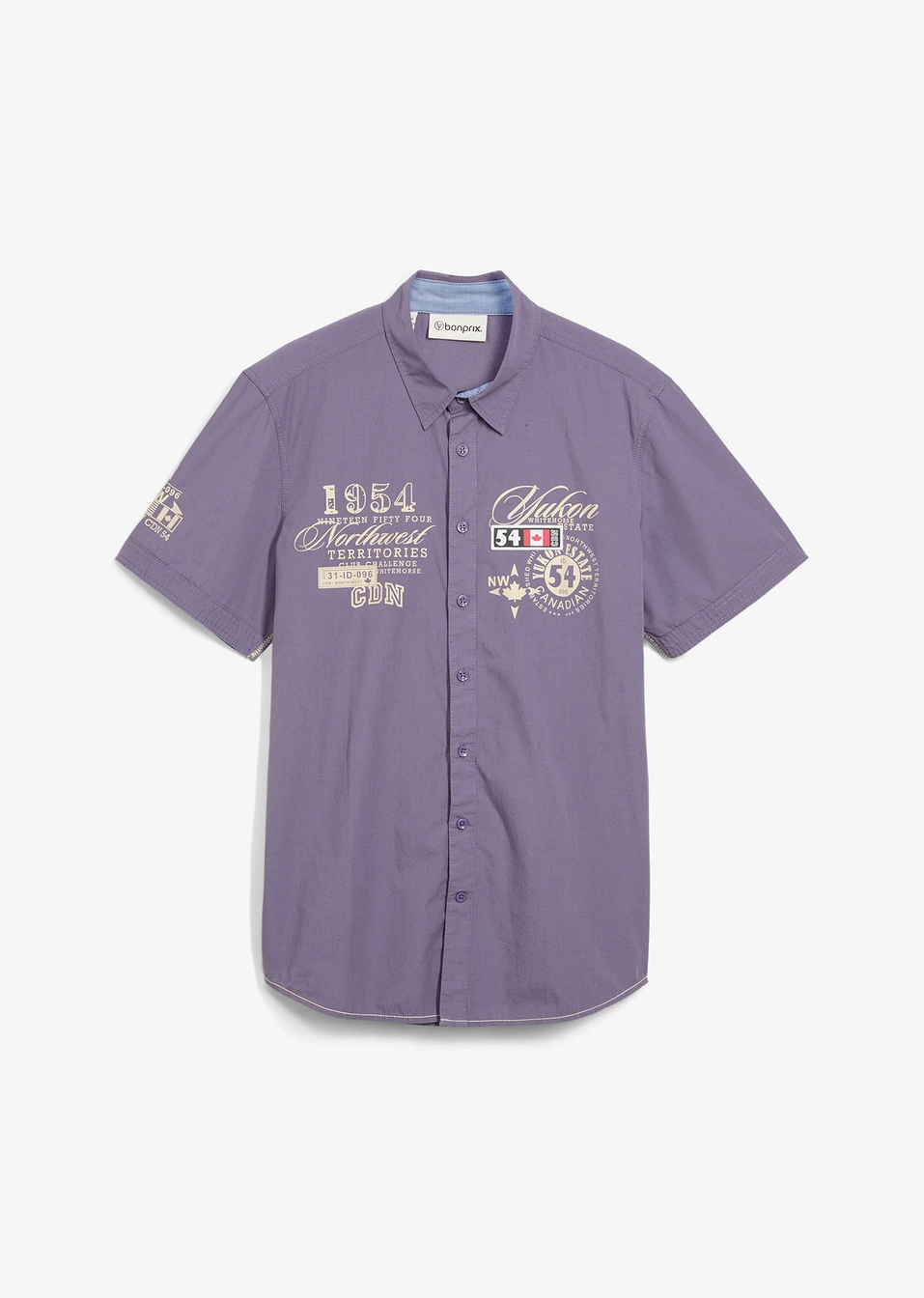 Риза с къс ръкав regular fit-Люляково тъмно-bpc selection bonprix collection