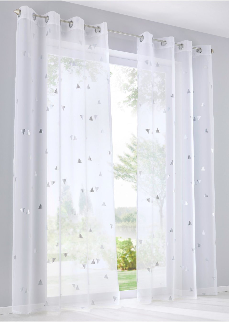 Κουρτίνα-Λευκό/Ασημί-bpc living bonprix collection
