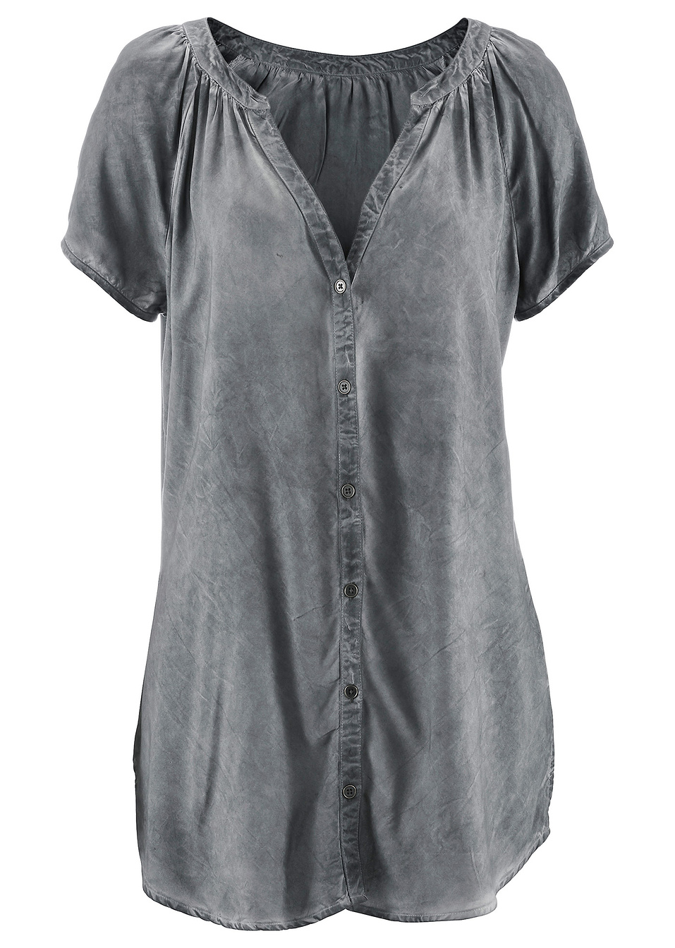 Κοντομάνικο βαμβακερό πουκάμισο-Γκρι του καπνού-bpc bonprix collection