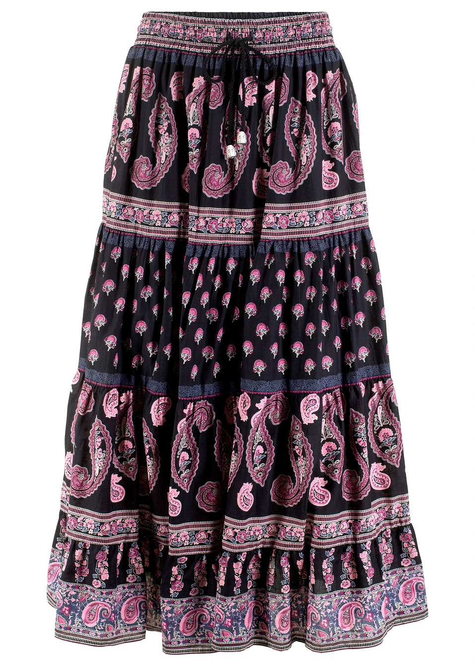 Μακριά φούστα-Μαύρο εμπριμέ-bpc bonprix collection