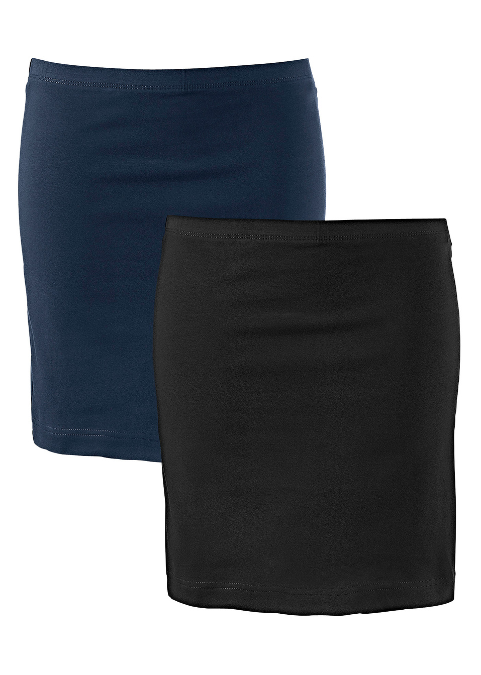 Ελαστική φούστα ζέρσεϊ (συσκευασία των 2)-Μπλε σκούρο + Μαύρο-bpc bonprix collection