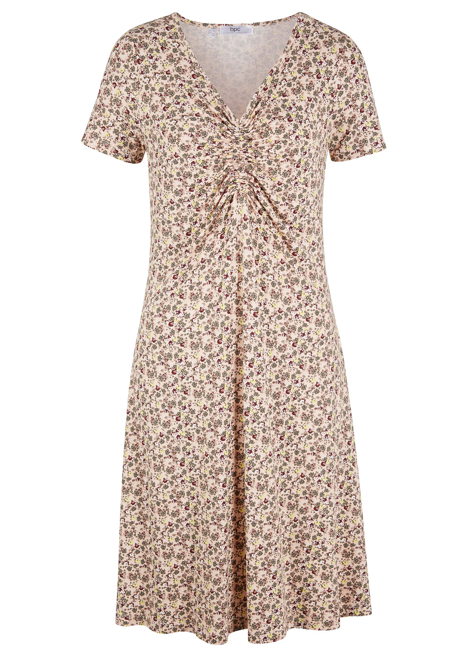 Κοντομάνικο φόρεμα-Ροδακινί ανοιχτό φλοράλ-bpc bonprix collection