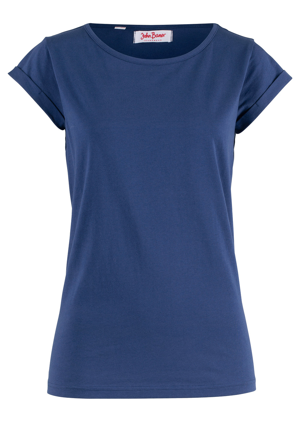 Κοντομάνικο βαμβακερό μπλουζάκι-Μπλε της νύχτας-John Baner JEANSWEAR
