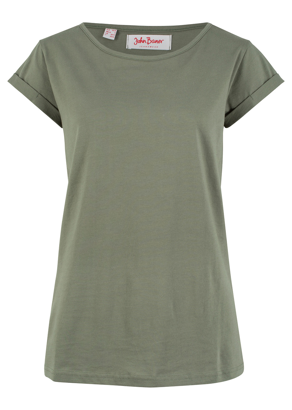 Κοντομάνικο βαμβακερό μπλουζάκι-Λαδί-John Baner JEANSWEAR