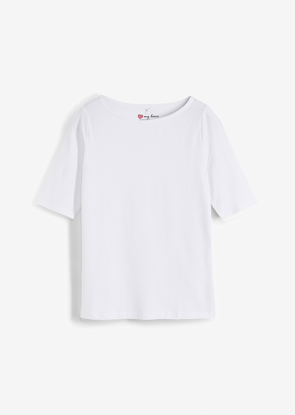 Μπλούζα με μεσαία μανίκια και λαιμόκοψη χαμόγελο-Λευκό-bpc bonprix collection