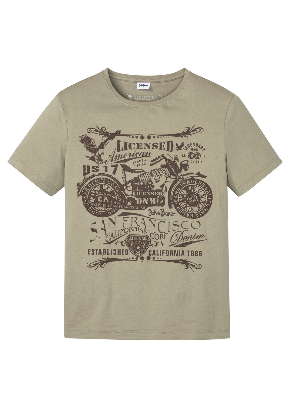 Μπλούζα με στάμπα regular fit-Χακί σκούρο με στάμπα-John Baner JEANSWEAR