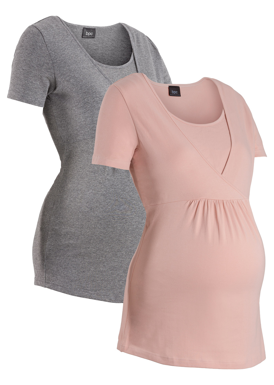 Μπλούζα εγκυμοσύνης και θηλασμού-Ροζ vintage + Γκρι μελανζέ-bpc bonprix collection