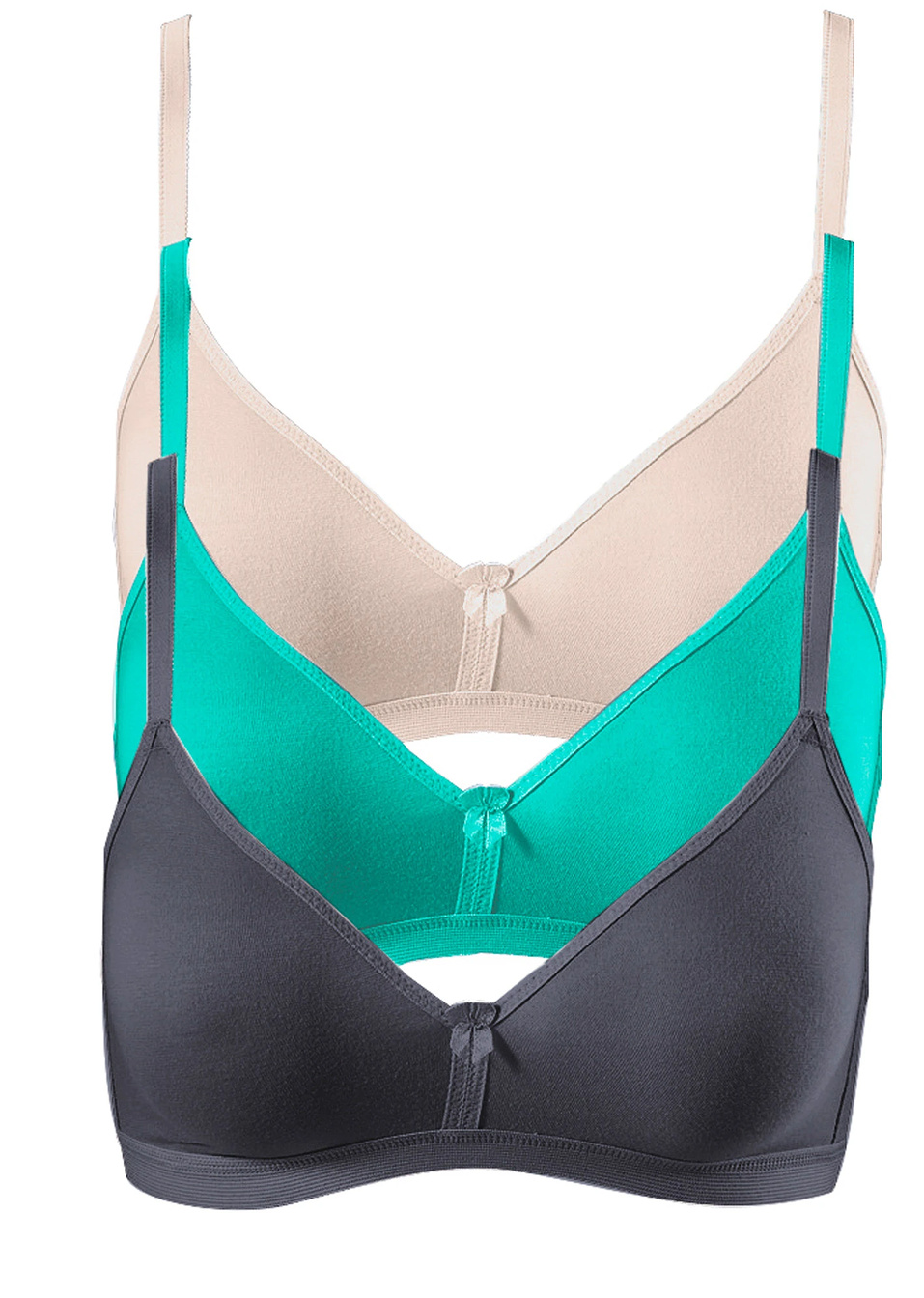 Σουτιέν (συσκευασία των 3)-Της άμμου + Μαύρο + Πράσινο της μέντας-bpc bonprix collection