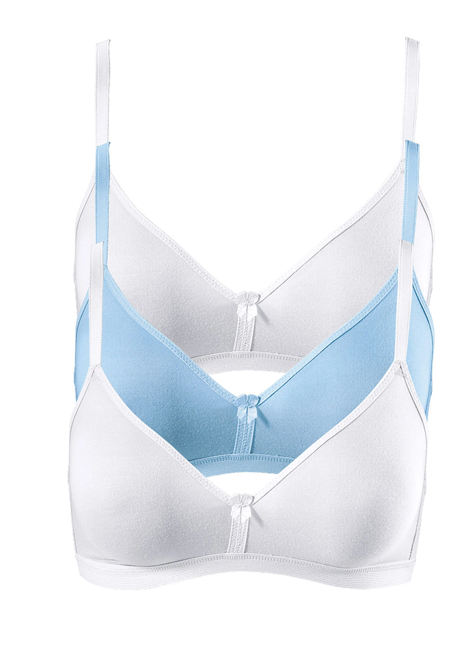 Σουτιέν (συσκευασία των 3)-Λευκό + Γαλάζιο-bpc bonprix collection