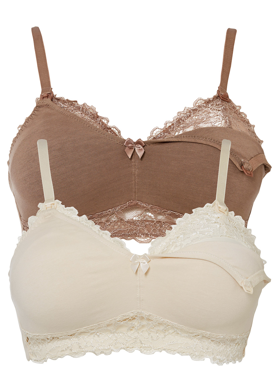 Сутиен за кърмене (опаковка с 2 бр.)-Кремаво + Тъмно кафяво-