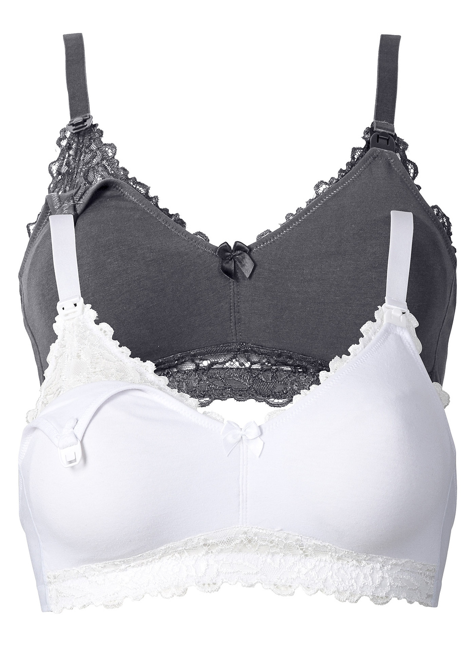 Сутиен за кърмене (опаковка с 2 бр.)-Антрацит + Бяло-
