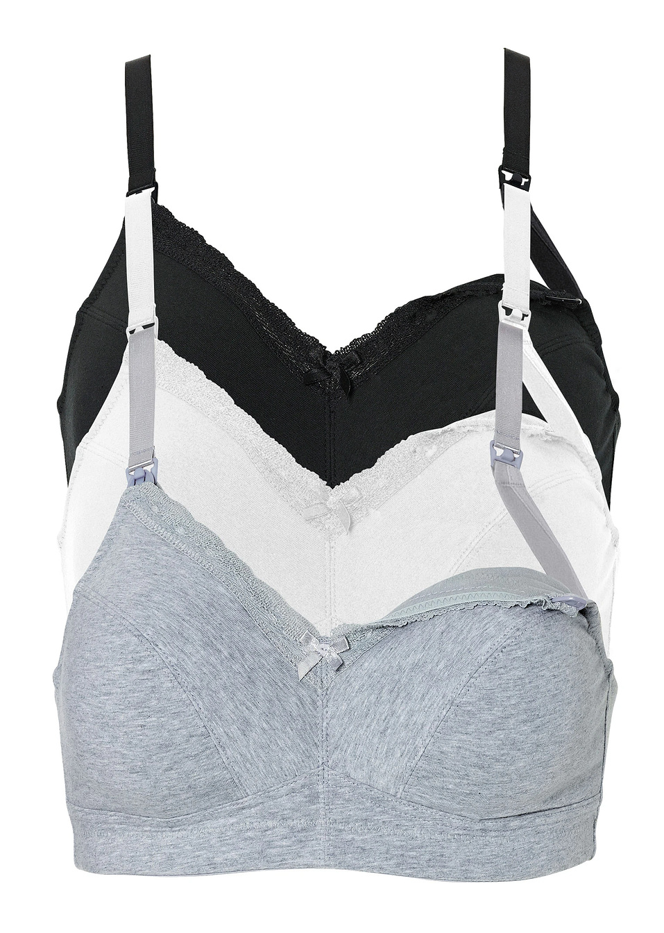 Сутиен (опаковка с 3 бр.)-Черно + Бяло + Сиво меланж-bpc bonprix collection Nice Size