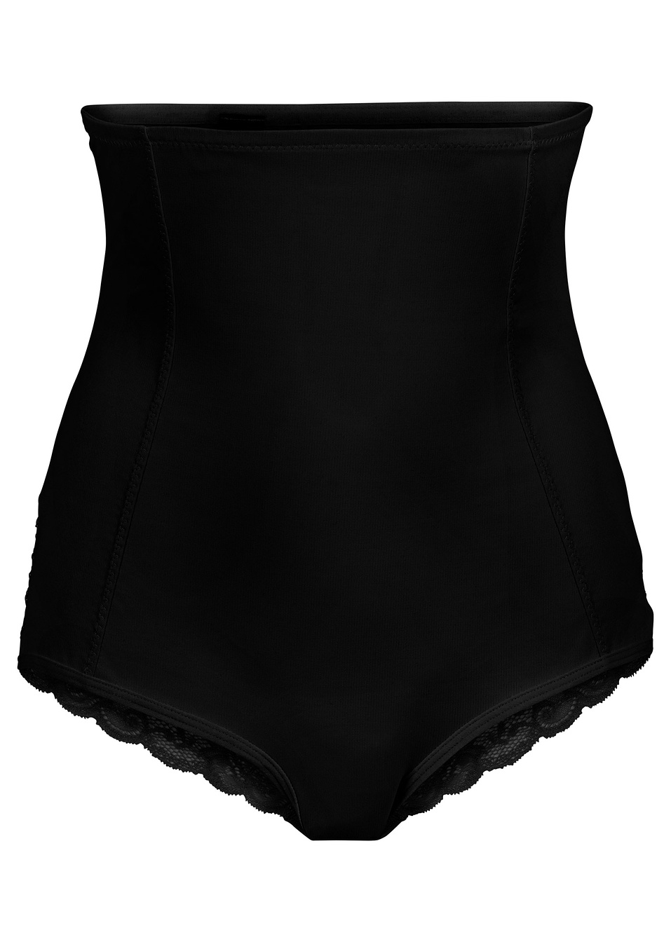 Дълбоки бикини с дантелена вложка и силен оформящ ефект-Черно-