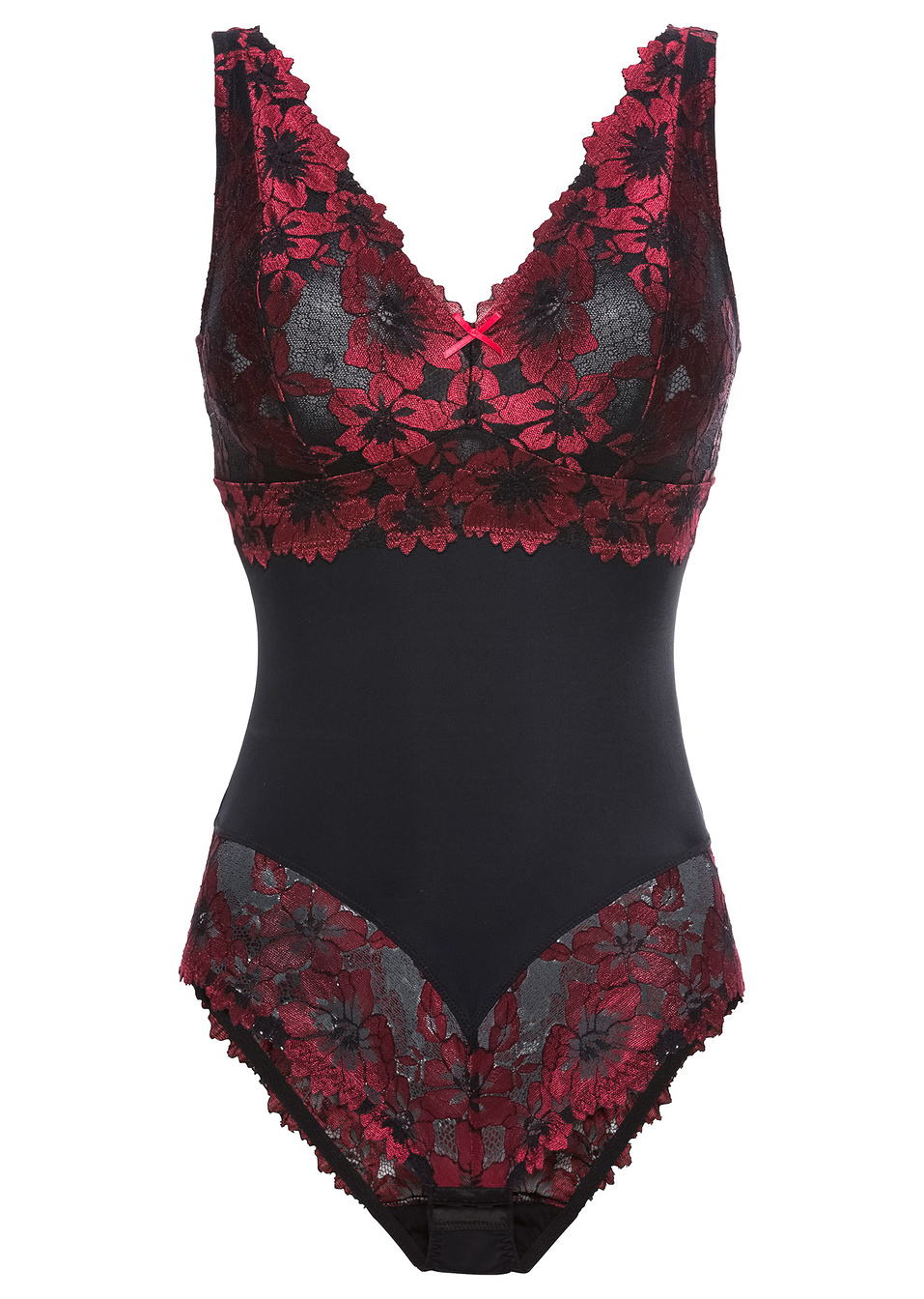 Κορμάκι χωρίς μπανέλα-Μαύρο/Κόκκινο σκούρο-bpc selection bonprix collection