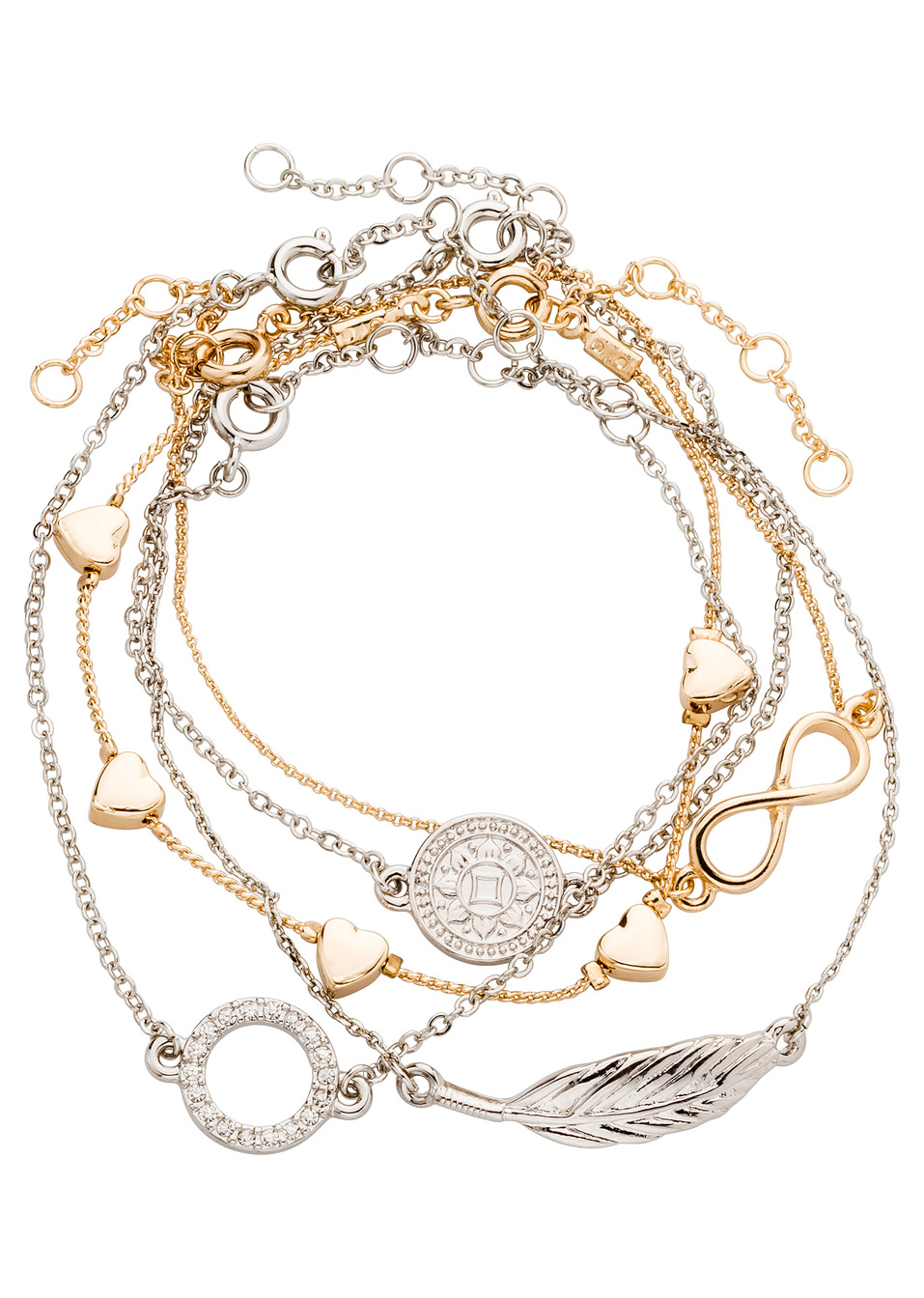 Гривни (комплект с 5 бр.)-Сребро/Злато-bpc bonprix collection