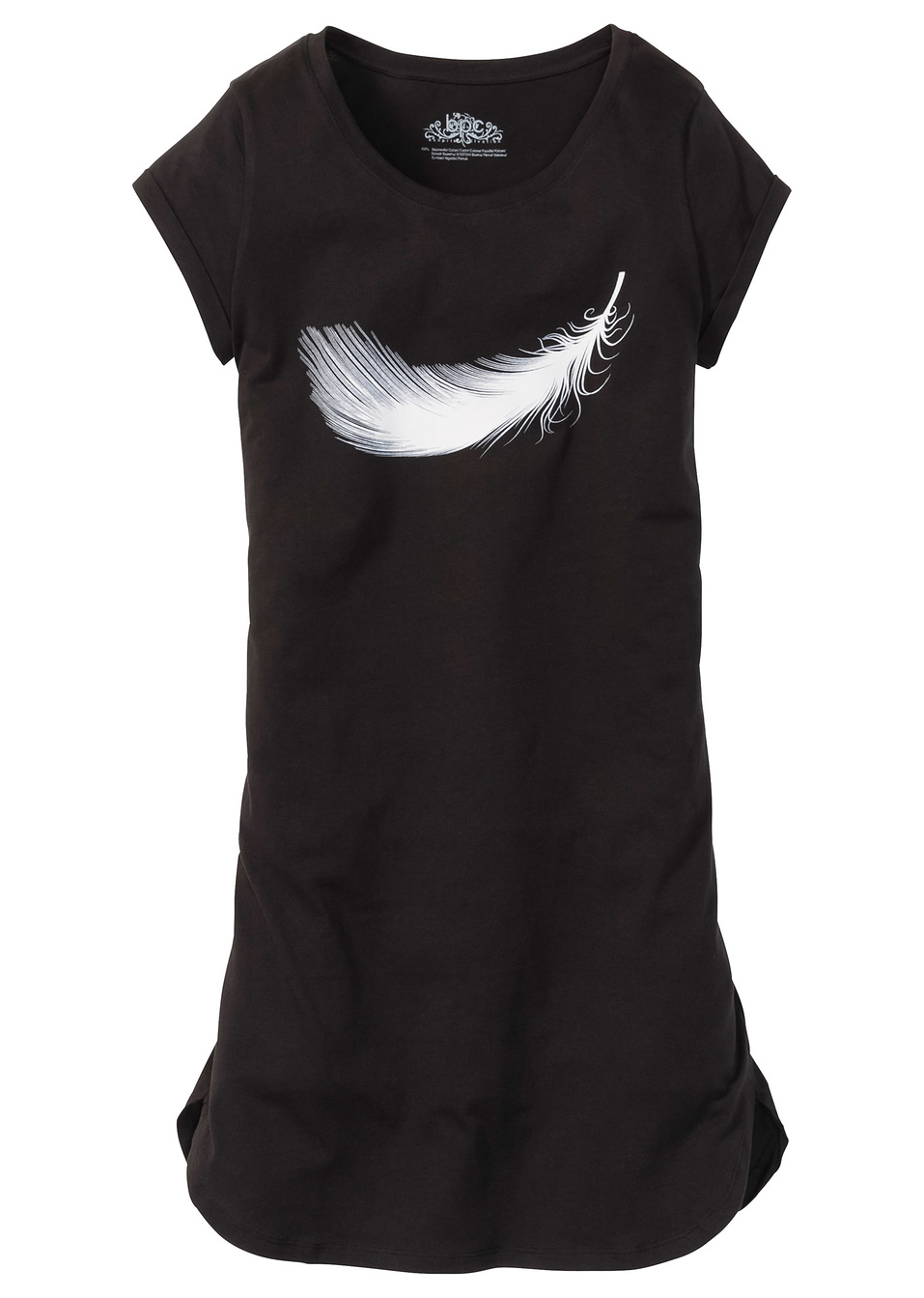 Нощница от био памук-Черно с щампа-bpc bonprix collection