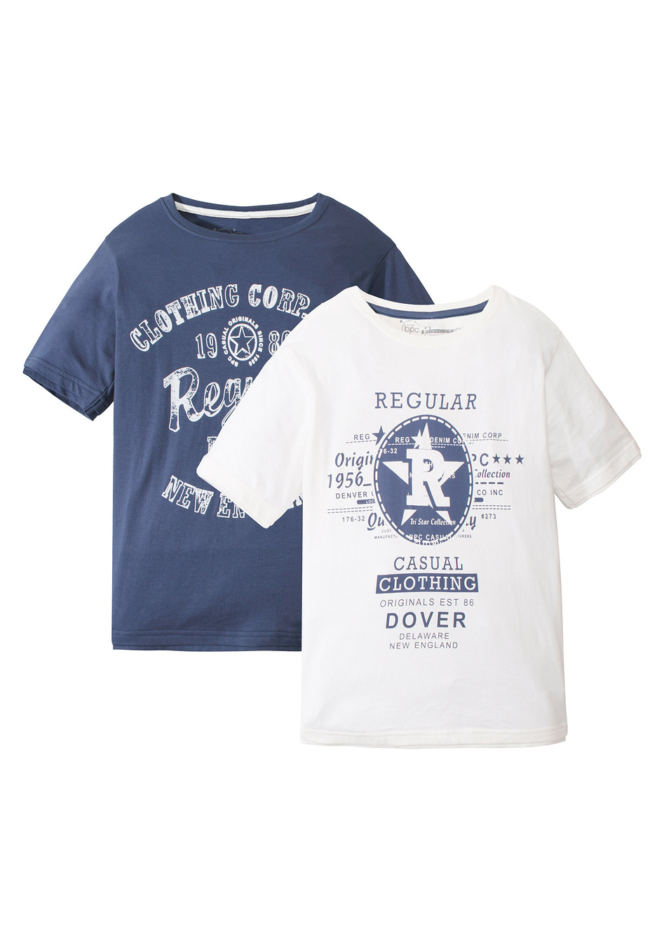 Тениска (опаковка с 2 бр.)-Индигово + Кремаво бяло-bpc bonprix collection