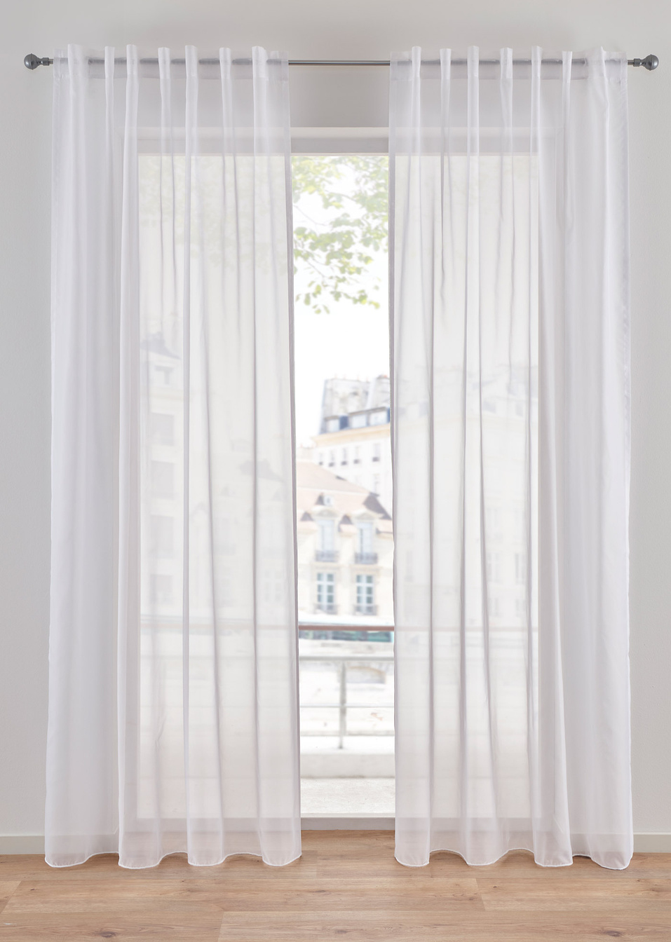 Μονόχρωμη κουρτίνα (μονή συσκευασία), Κρίκοι-Λευκό-bpc living bonprix collection