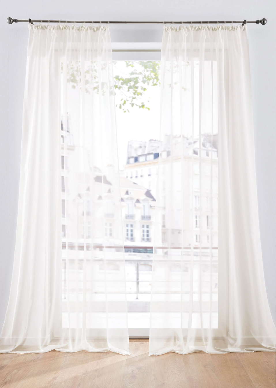 Διάφανη κουρτίνα από ελαφρύ βουάλ (συσκευασία των 2)-Κρεμ-bpc living bonprix collection