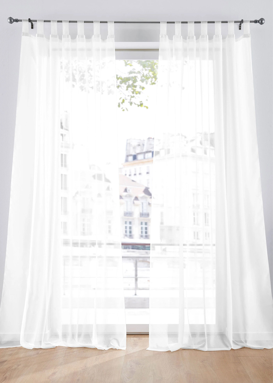 Διάφανη κουρτίνα από ελαφρύ βουάλ (συσκευασία των 2)-Λευκό-bpc living bonprix collection