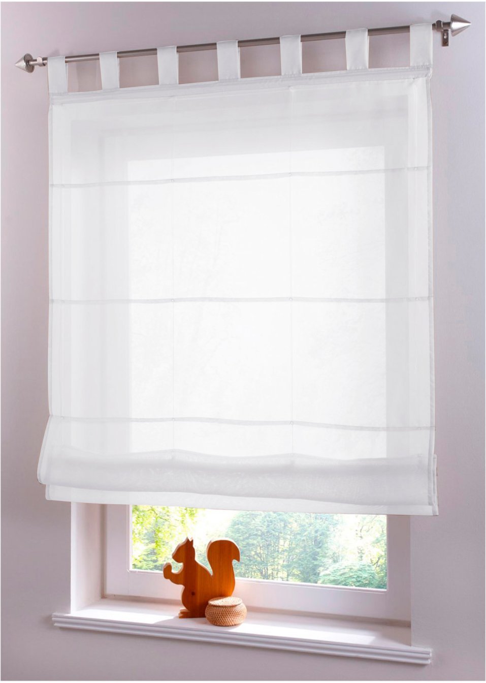 Римска завеса от лек воал (опаковка с 1 бр.)-Бяло-bpc living bonprix collection