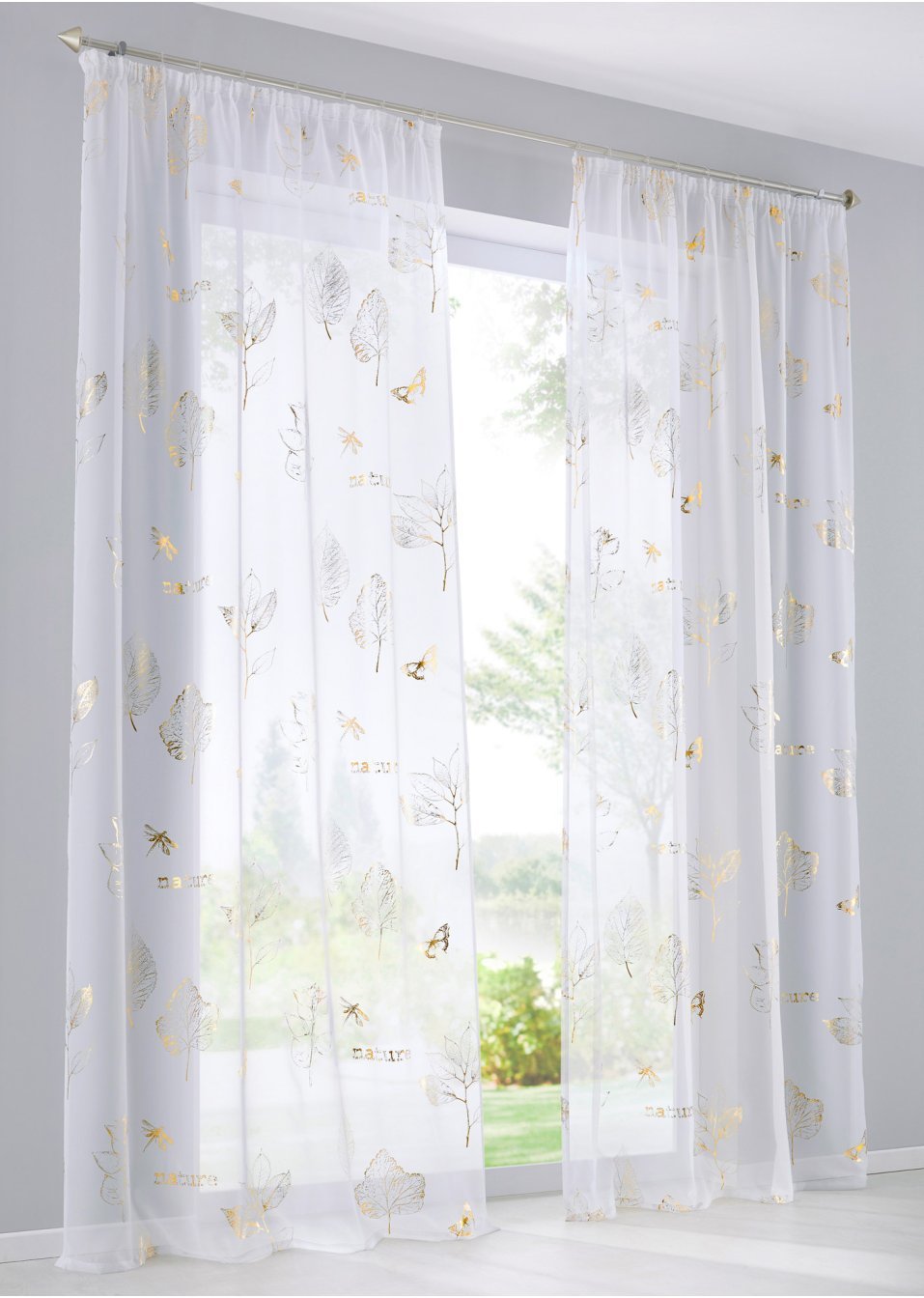 Κουρτίνα «Janin» (μονή συσκευασία)-Λευκό/Χρυσαφί-bpc living bonprix collection
