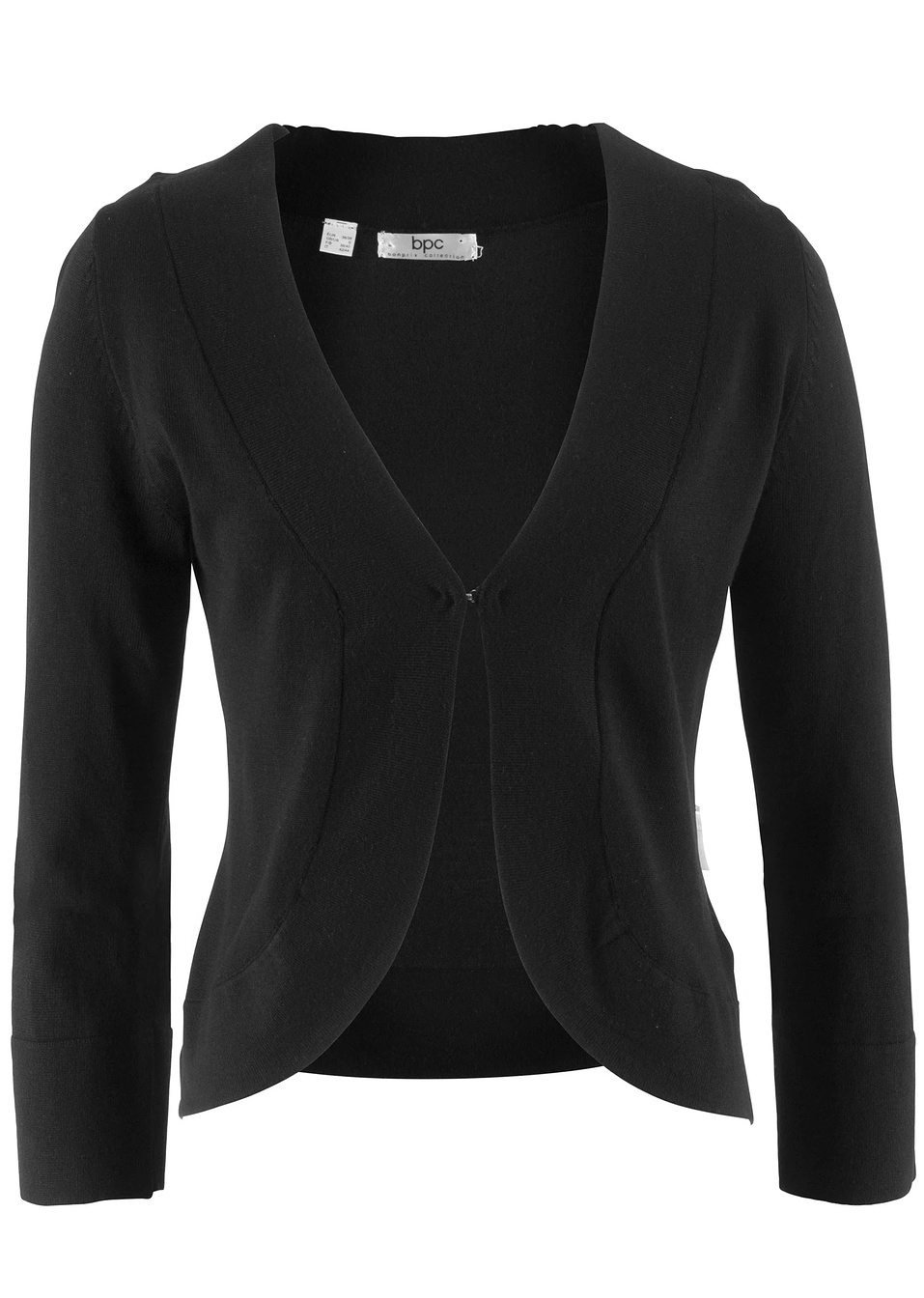 Плетено болеро с дълги ръкави-Черно-bpc bonprix collection