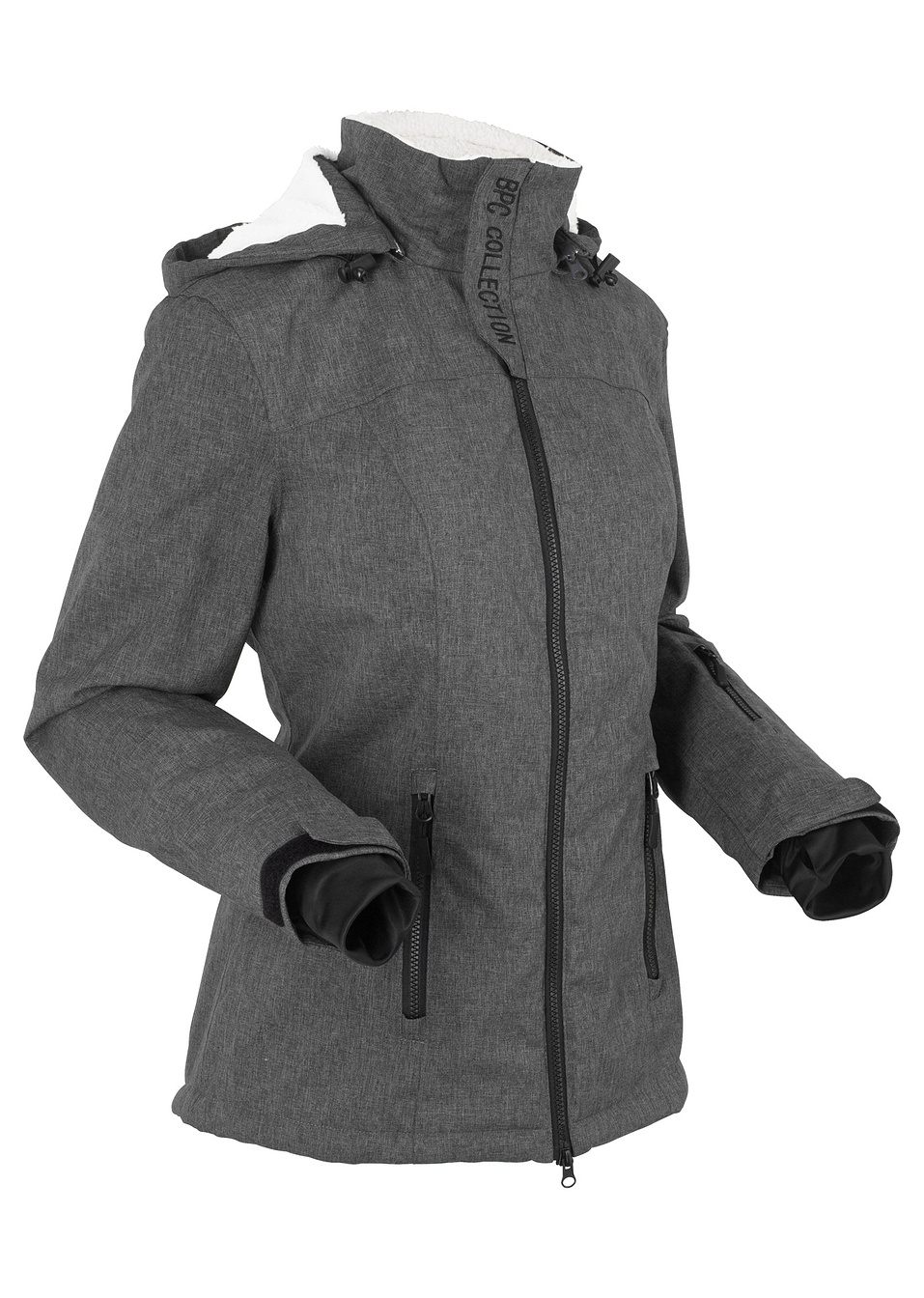 Τζάκετ technic outdoor με συνθετική γούνα-Του γραφίτη μελανζέ-bpc bonprix collection