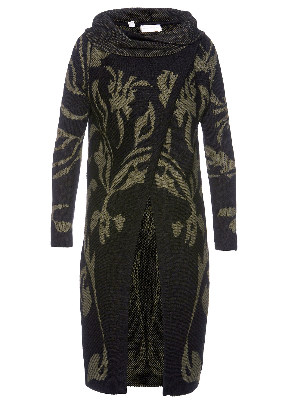 Μακριά ζακέτα-Μαύρο/Λαδί σκούρο-bpc selection bonprix collection