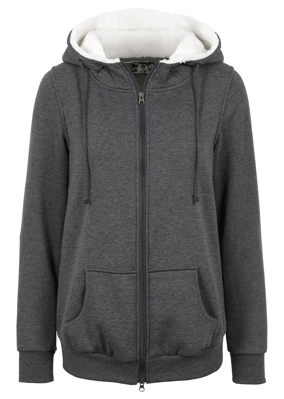Ζακέτα φούτερ εγκυμοσύνης με μάρσιπο προστασίας και μαλακή προσθήκη-Ανθρακί μελανζέ-bpc bonprix collection