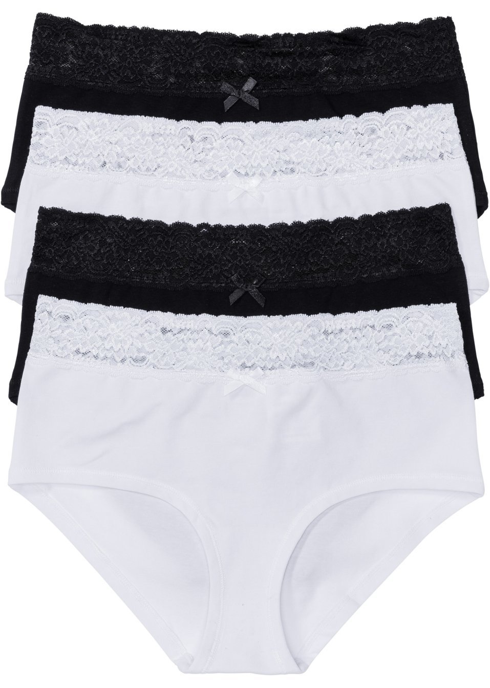 Ψηλόμεσο φαρδύ σλιπ (συσκευασία των 4)-Μαύρο/Λευκό-bpc bonprix collection