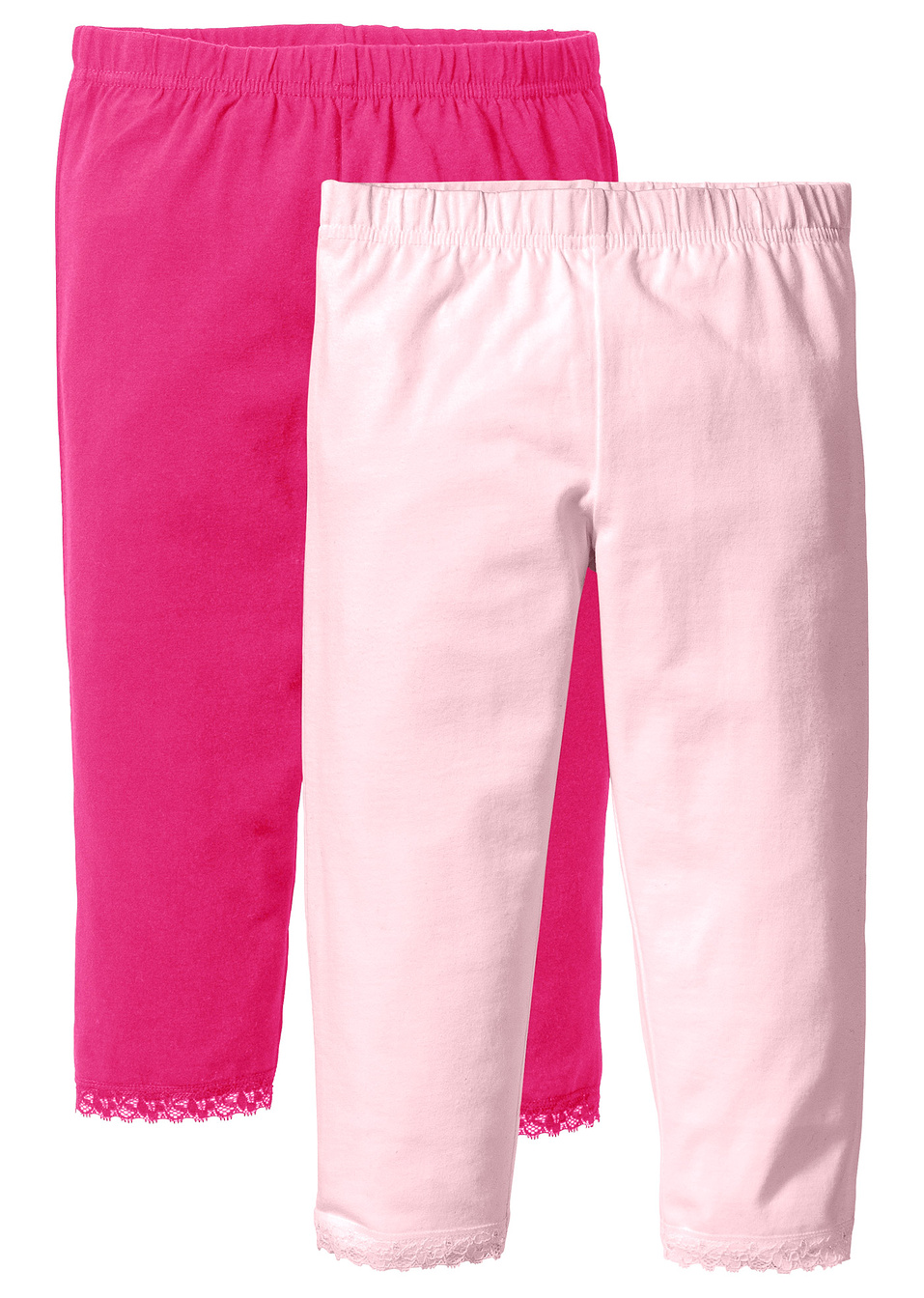 Κολάν 3/4 με δαντέλα στο τελείωμα (συσκευασία των 2)-Ροζ ανοιχτό + Φούξια-bpc bonprix collection