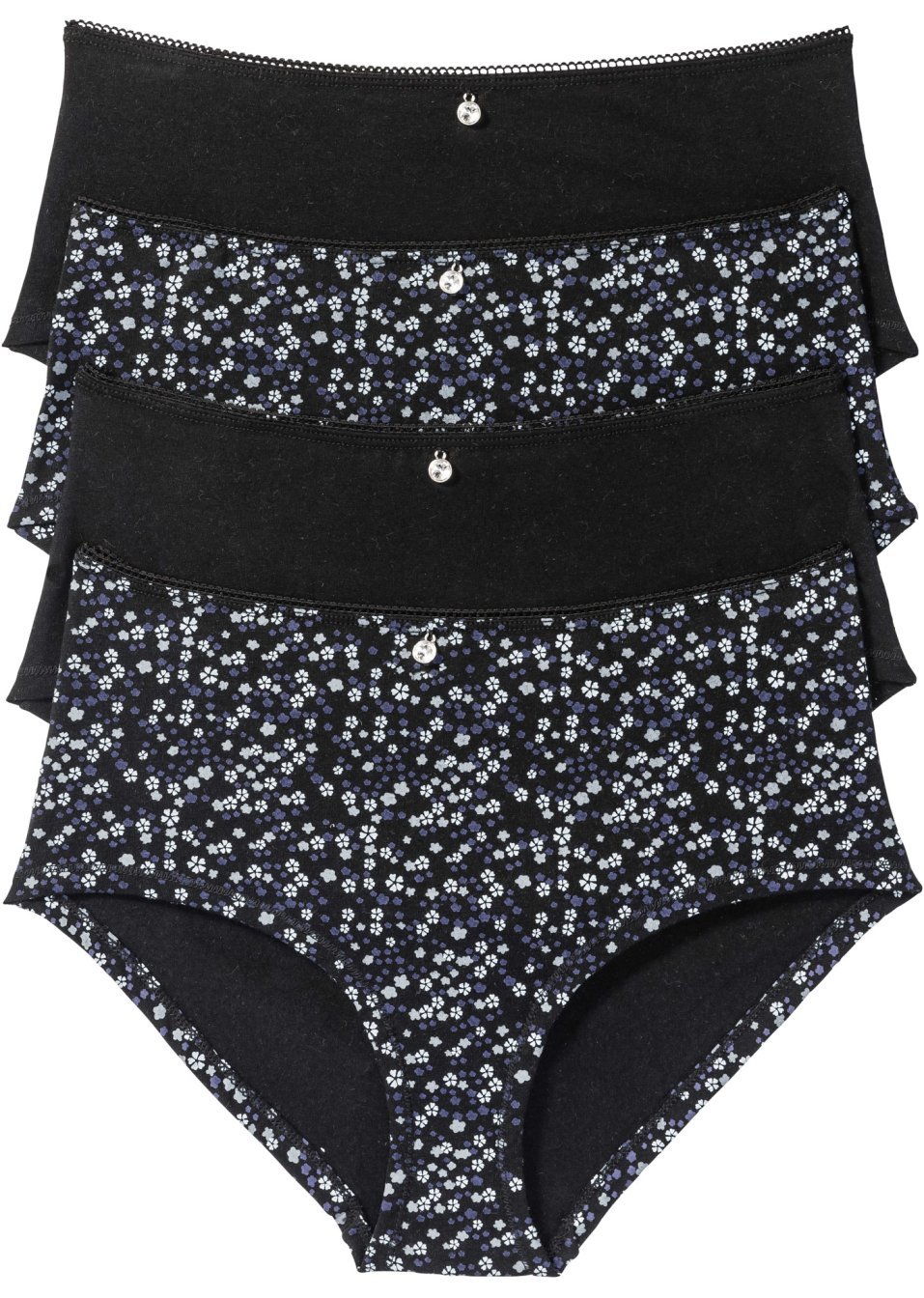 Ψηλόμεσο φαρδύ σλιπ (συσκευασία των 4)-Μαύρο/Γκρι εμπριμέ-bpc selection bonprix collection