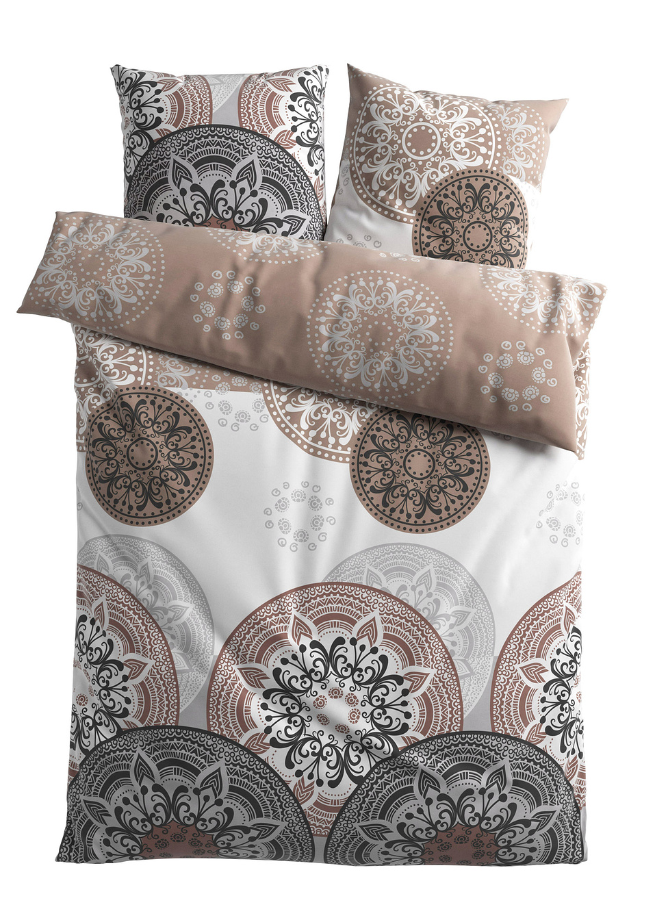 Παπλωματοθήκη με αραβουργήματα-Γκρι/Καφετί-bpc living bonprix collection