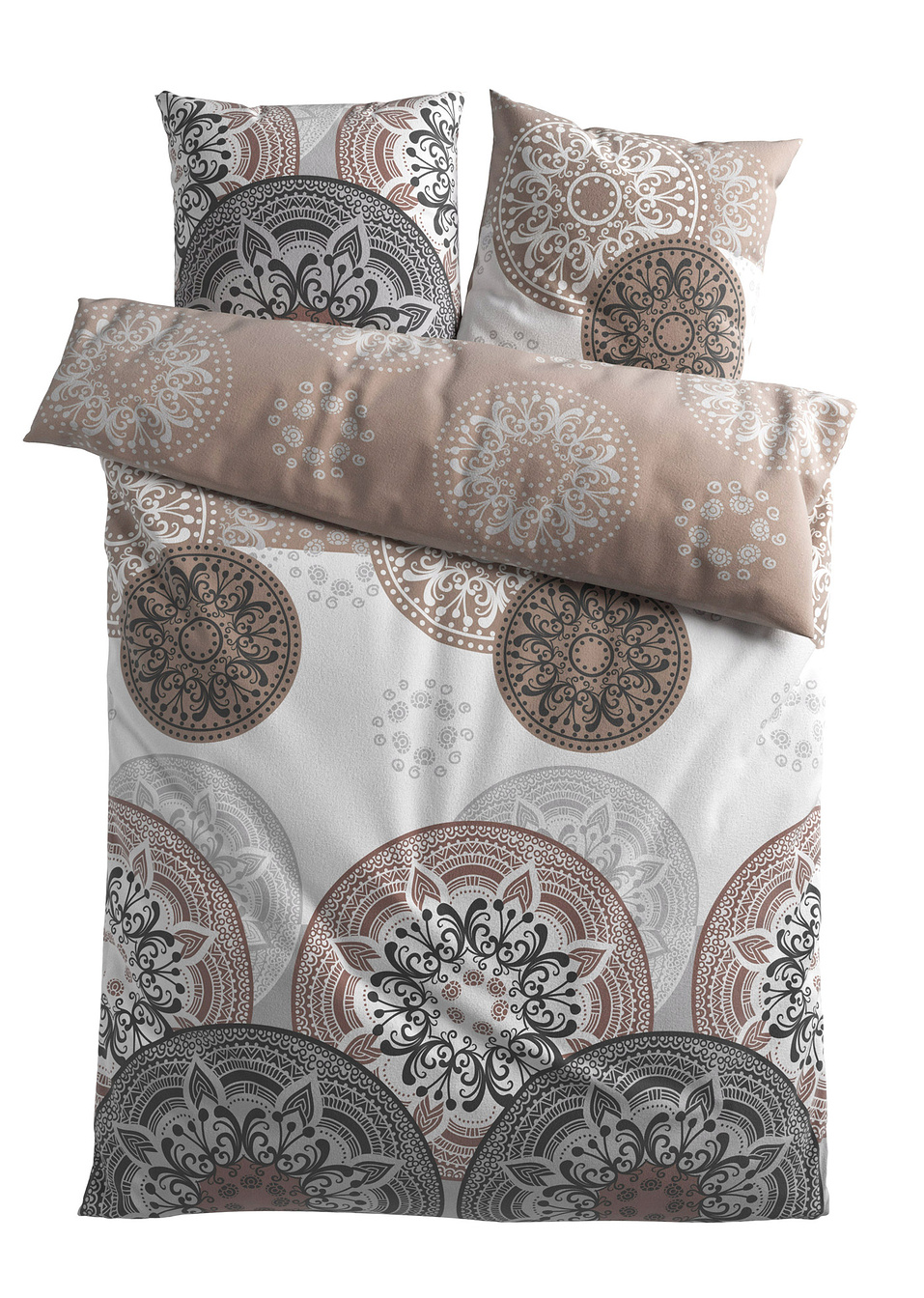 Παπλωματοθήκη με αραβουργήματα-Γκρι/Καφετί-bpc living bonprix collection