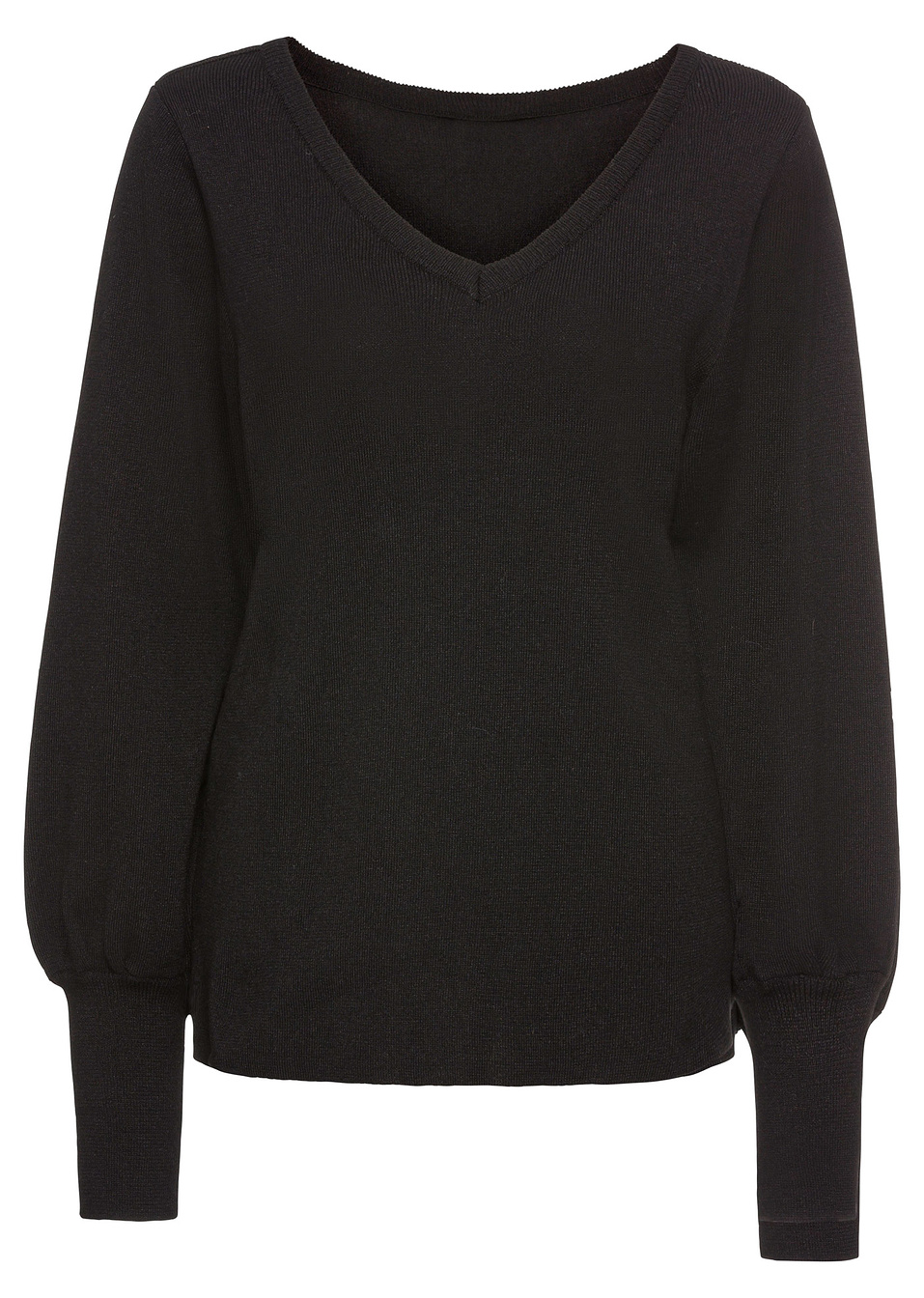 Πουλόβερ με μανίκια balloon-Μαύρο-BODYFLIRT