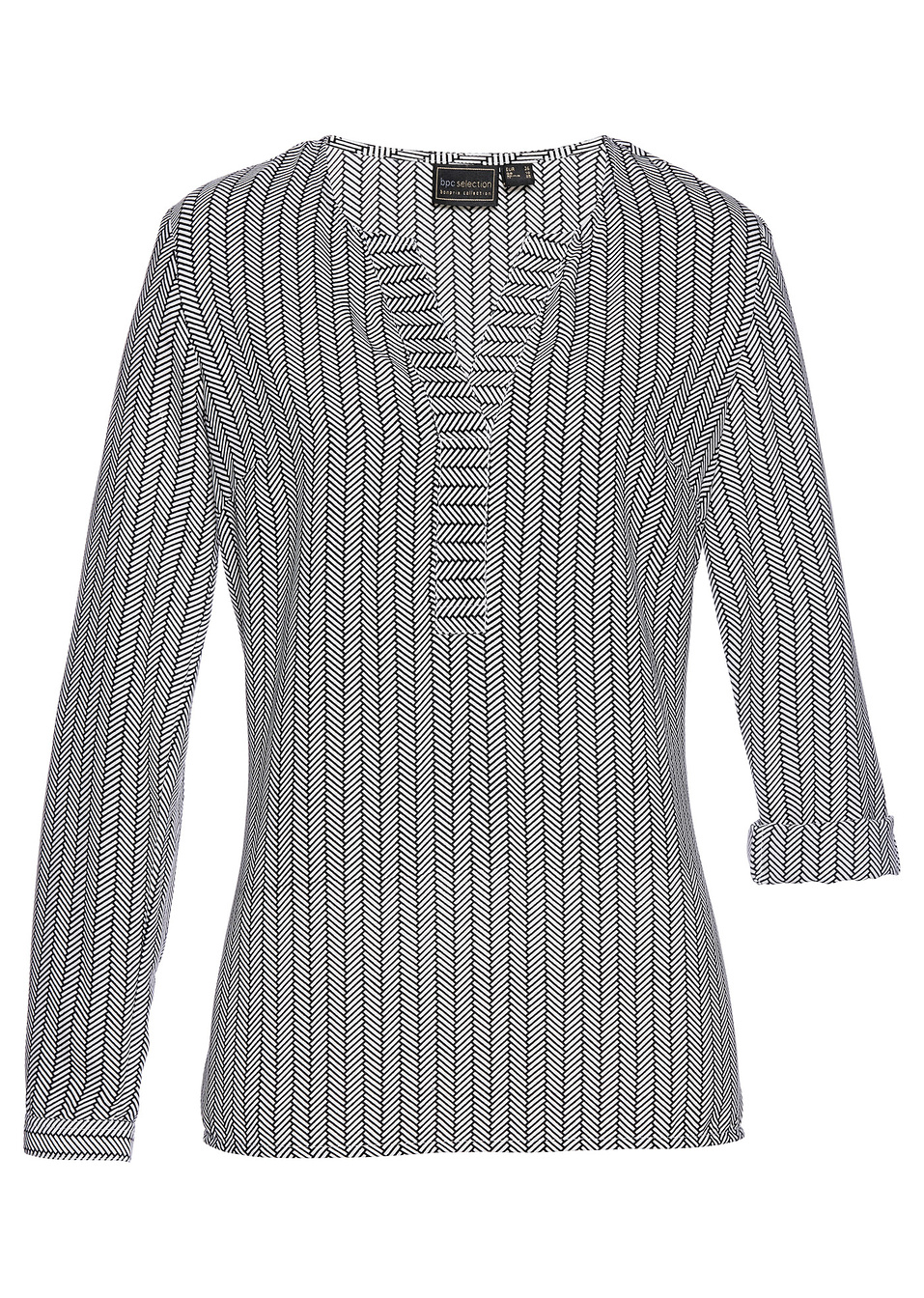 Τουνίκ-Μαύρο/Λευκό εμπριμέ-bpc selection bonprix collection