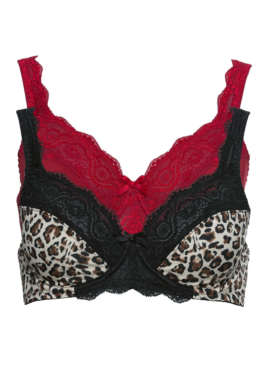 Σουτιέν (συσκευασία των 2)-Μαύρο λεοπάρ + Κόκκινο-bpc selection bonprix collection