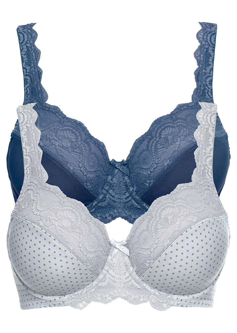 Σουτιέν (συσκευασία των 2)-Γκρι εμπριμέ + Μπλε σκούρο-bpc selection bonprix collection