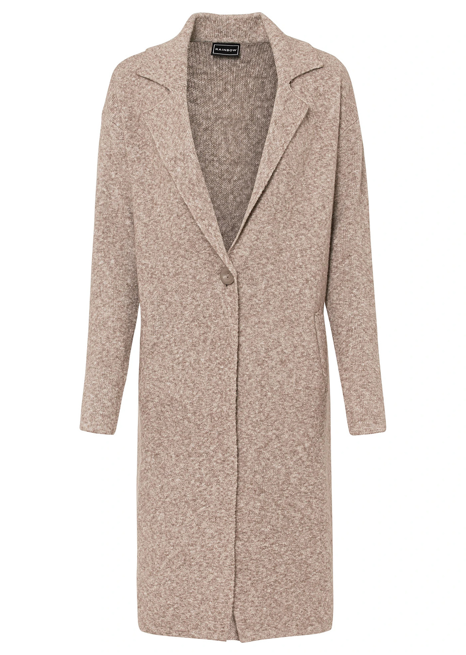 Πλεκτό παλτό-Καφετί μελανζέ-RAINBOW