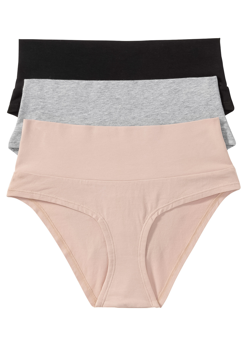 Φαρδύ σλιπ εγκυμοσύνης (συσκευασία των 3)-Μαύρο + Γκρι μελανζέ + Nude-