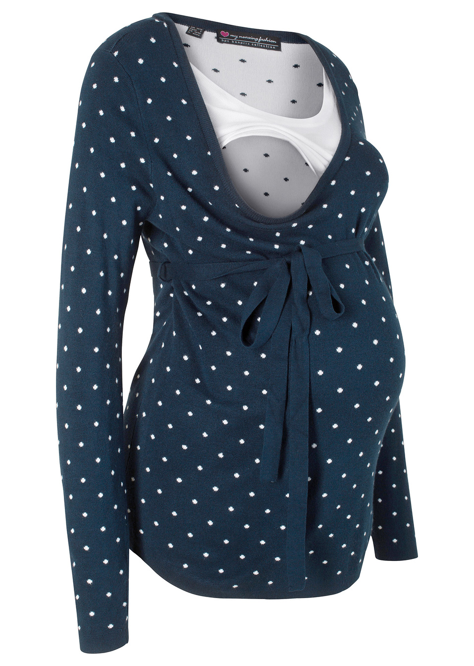 Πουλόβερ εγκυμοσύνης και θηλασμού-Μπλε σκούρο πουά-bpc bonprix collection