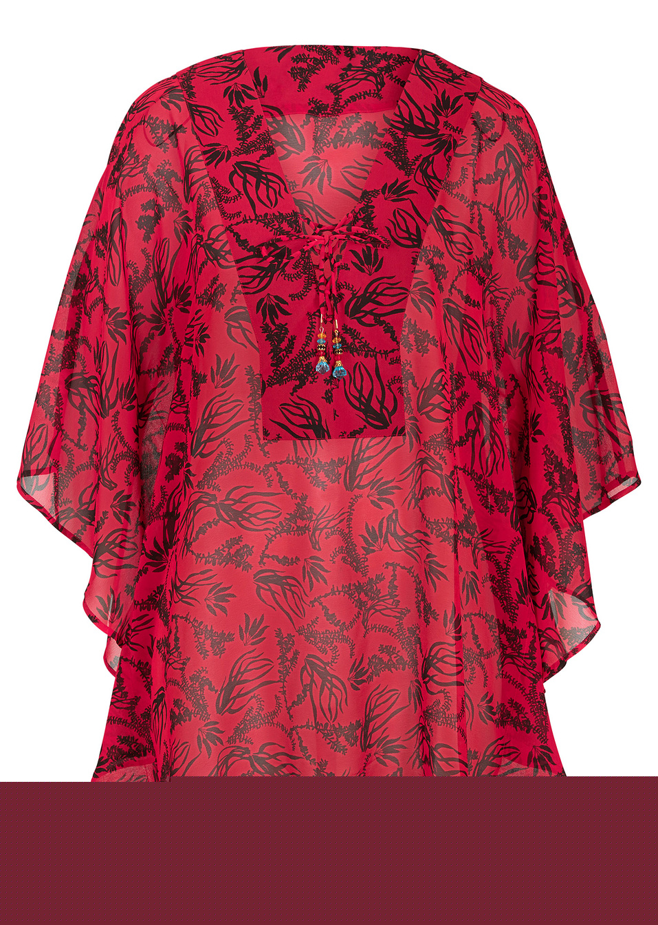 Τουνίκ για την παραλία-Μαύρο/Ζωηρό κόκκινο εμπριμέ-bpc selection bonprix collection